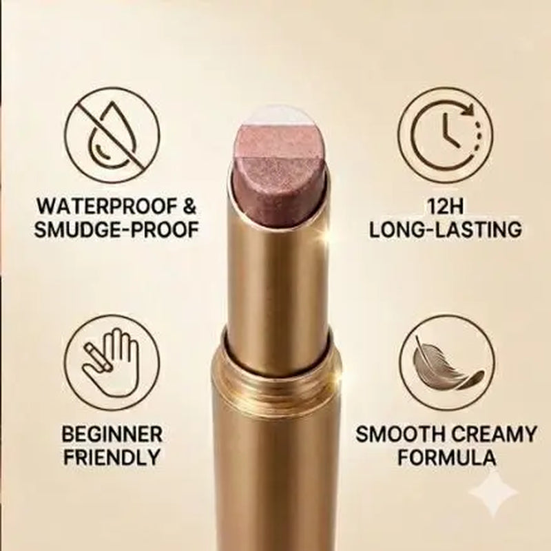 Buy 1 Get 3 Free --3 Color Eyeshadow Stick，New Long Lasting & Waterproof Creamy Eye Shadow，Portable Glitter Shadow for Women，Smudge-Proof Long Lasting，Shimmer Shadow for Day and Night (Fine Shimmer Brownish Orange)
