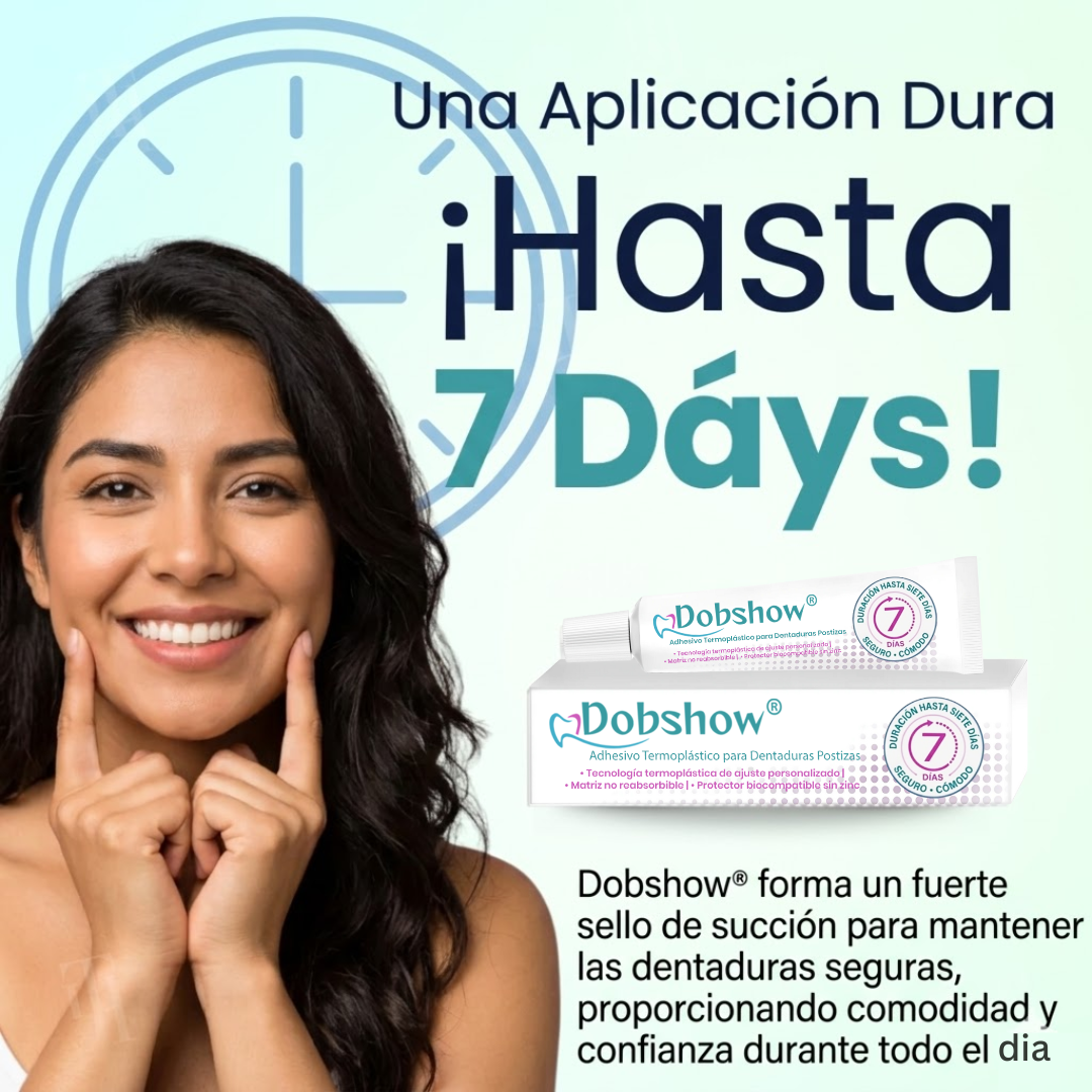 Dobshow® Adhesivo Termoplástico para Dentaduras Postizas🔥 La Revolución de la Fijación de 7 Días: Ajuste Personalizado Activado por Calor que Elimina por Completo los Deslizamientos y el Desorden Diario.