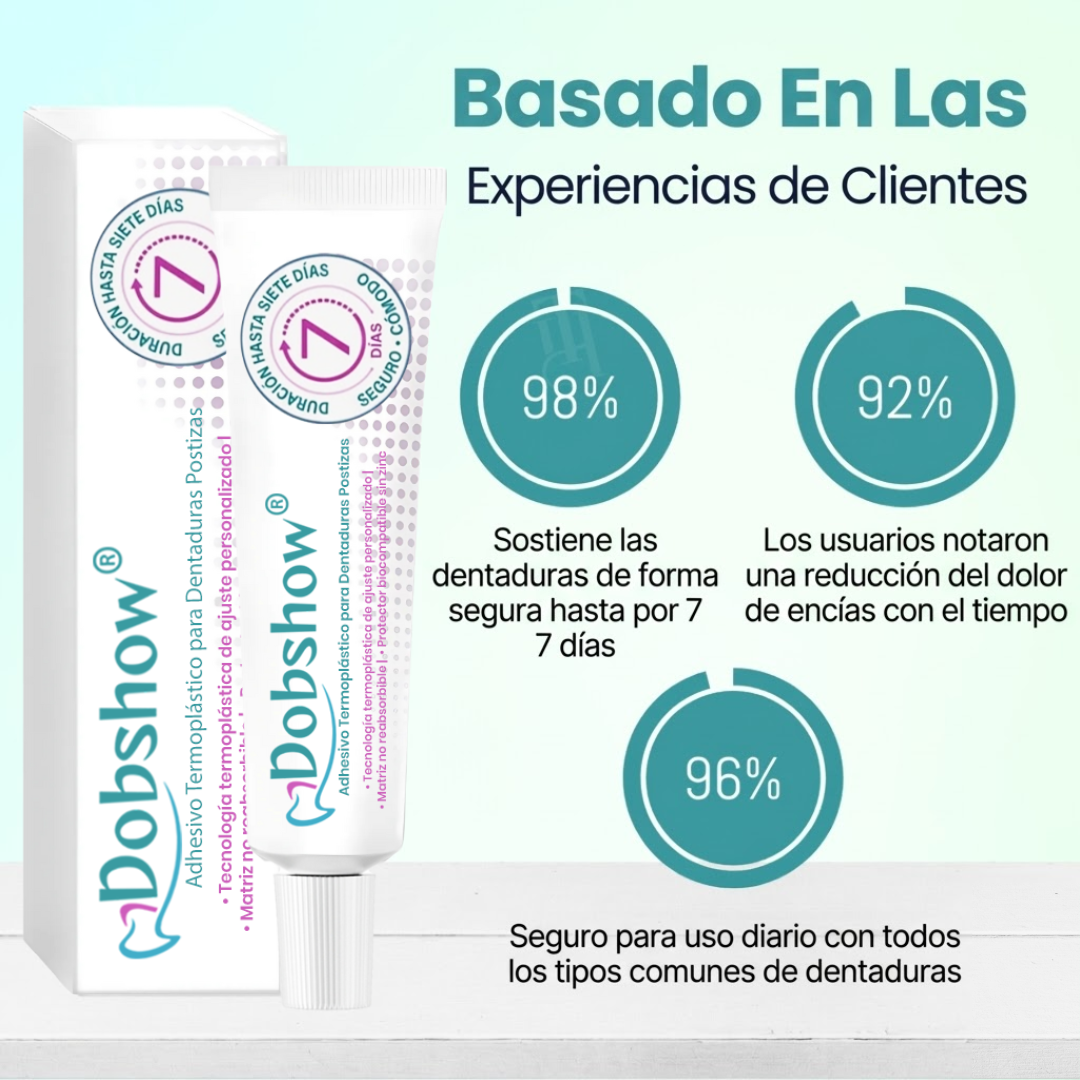 Dobshow® Adhesivo Termoplástico para Dentaduras Postizas🔥 La Revolución de la Fijación de 7 Días: Ajuste Personalizado Activado por Calor que Elimina por Completo los Deslizamientos y el Desorden Diario.
