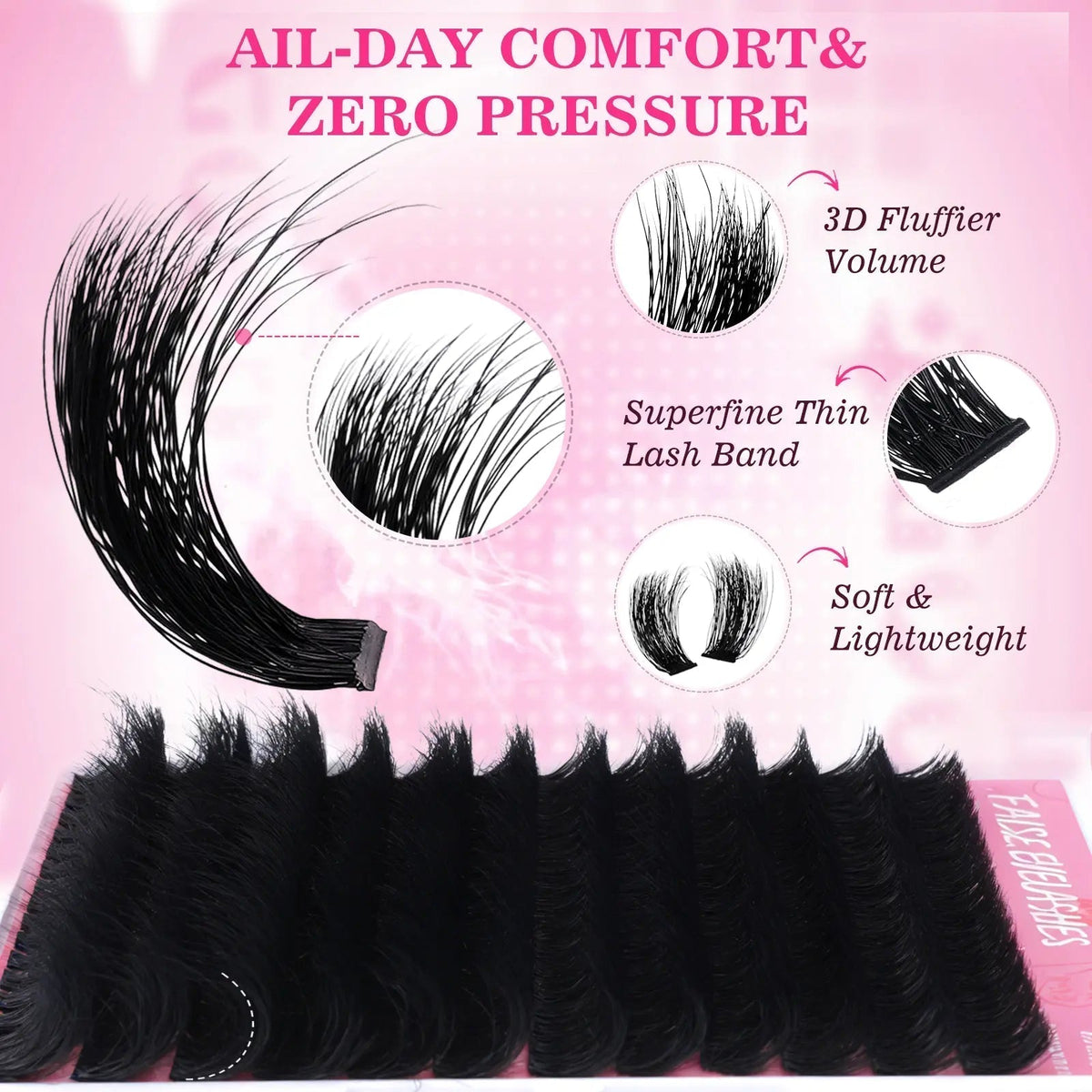 Fluffy Lash Clusters Thick 280D Volume Eyelash Clusters 12-25Mm Wispy Individual Lashes D Curly Cluster Eyelash Extensions DIY Lash Extension for Beginners