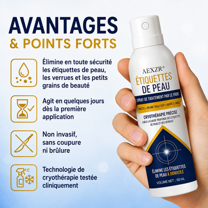AEXZR® Spray de Traitement par le Froid pour Étiquettes de Peau🧊 Cryo-Tech de Précision : Élimine les grains de beauté et verrues en quelques secondes – Sans lames, sans douleur.